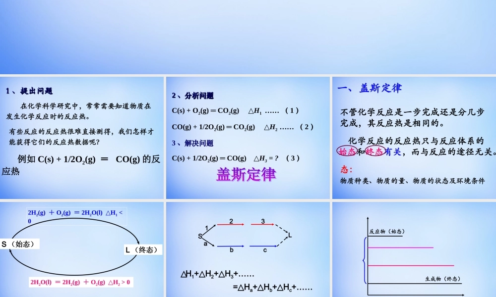 高中化学 1.3《化学反应热的计算》课件1 新人教版选修4.ppt