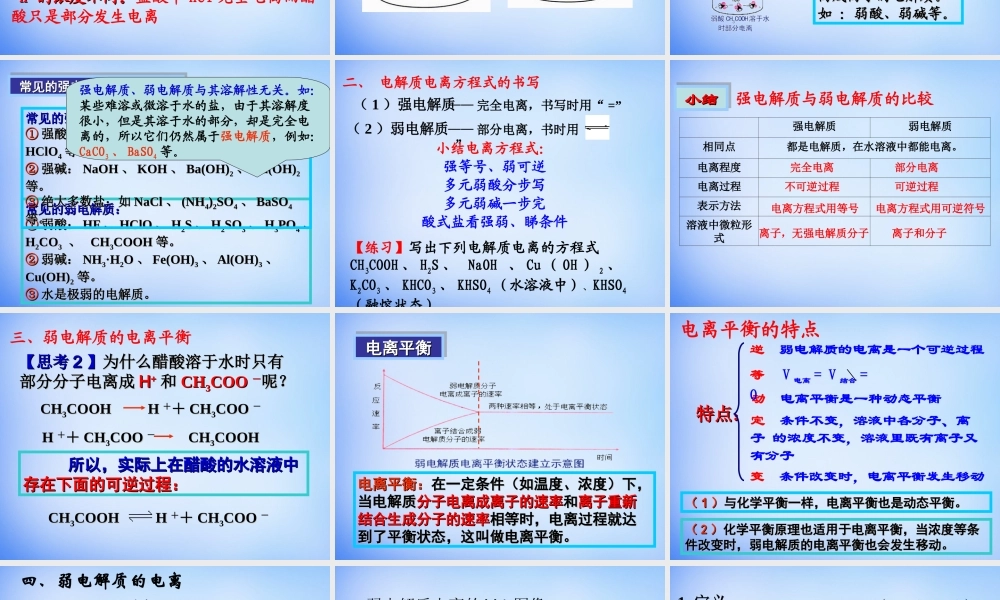 高中化学 3.1《弱电解质的电离》课件1 新人教版选修4.ppt