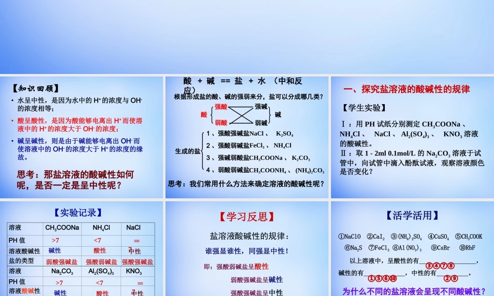 高中化学 3.3《盐类的水解》课件1 新人教版选修4.ppt