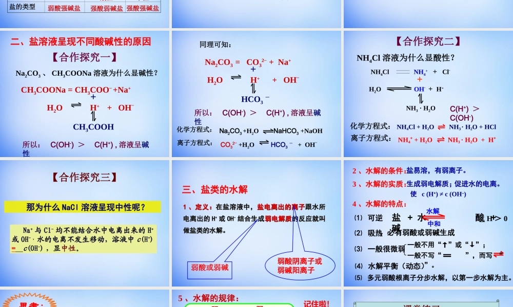 高中化学 3.3《盐类的水解》课件1 新人教版选修4.ppt