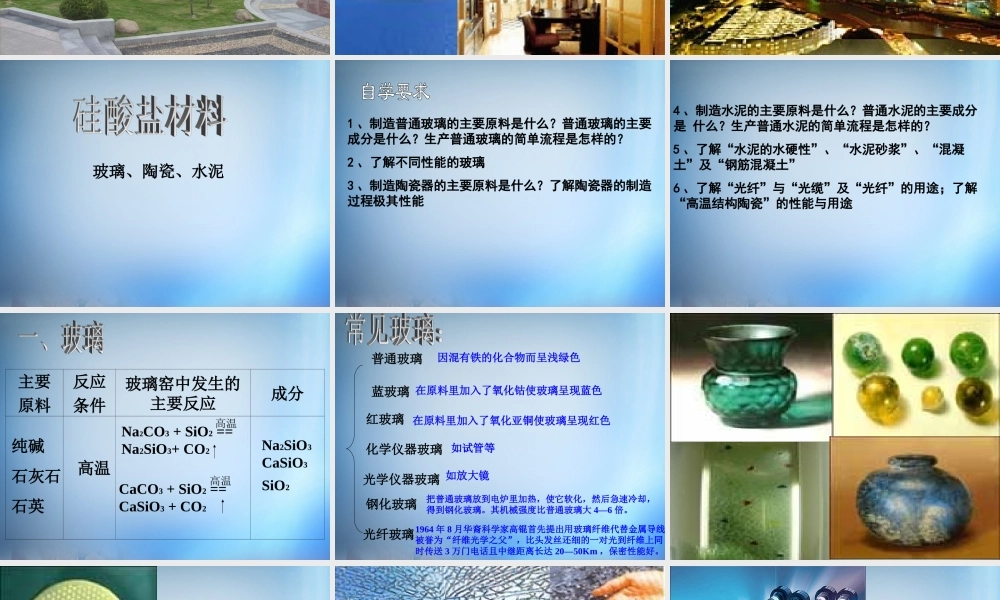 高中化学 3.3《玻璃 陶瓷和水泥》课件 新人教版选修1.ppt