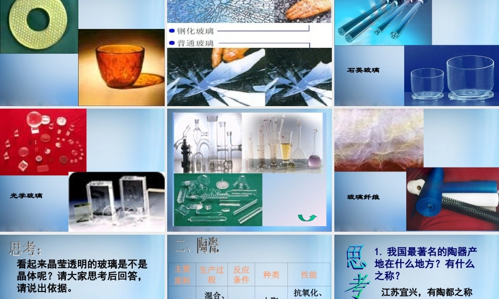 高中化学 3.3《玻璃 陶瓷和水泥》课件 新人教版选修1.ppt