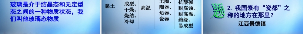 高中化学 3.3《玻璃 陶瓷和水泥》课件 新人教版选修1.ppt