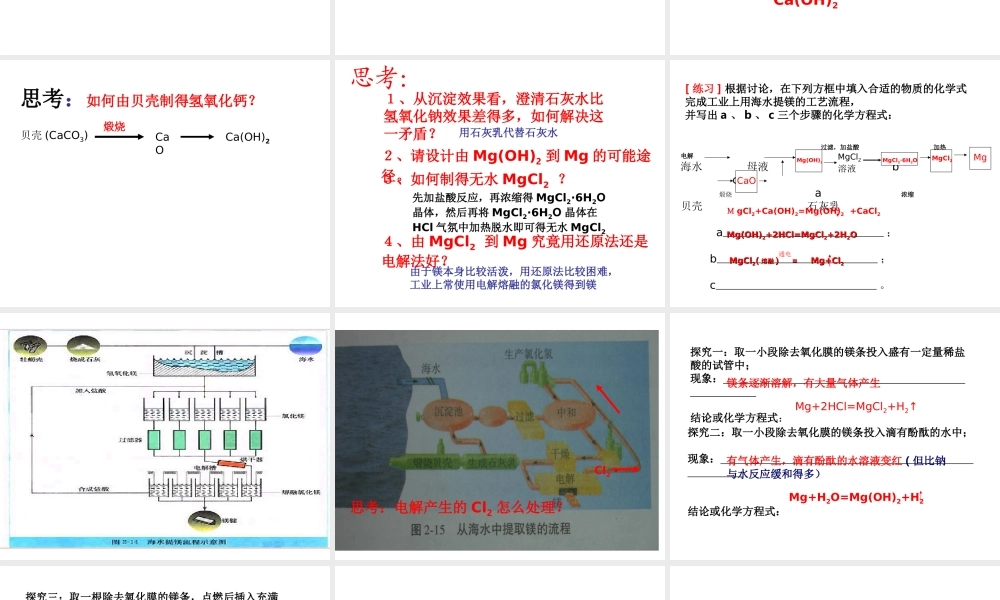 高中人教版化学选修2课件：第2单元 课题2.2 海水的综合利用21张ppt.ppt