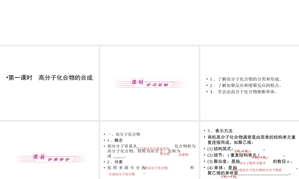 高中人教版化学选修2课件：第三单元 第一课时 高分子化合物的合成50张ppt.ppt