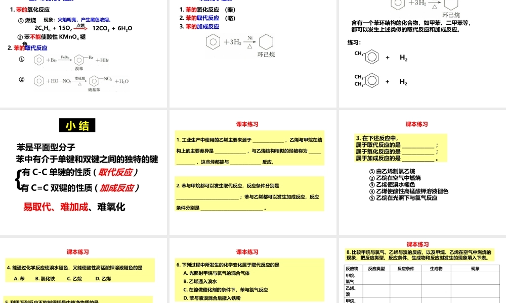 人教版高一化学必修二课件：3.2.2来自石油和煤的两种基本化工原料-苯.ppt
