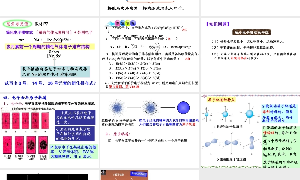 人教版高中化学选修三 1.1原子结构第2课时（课件2）.ppt