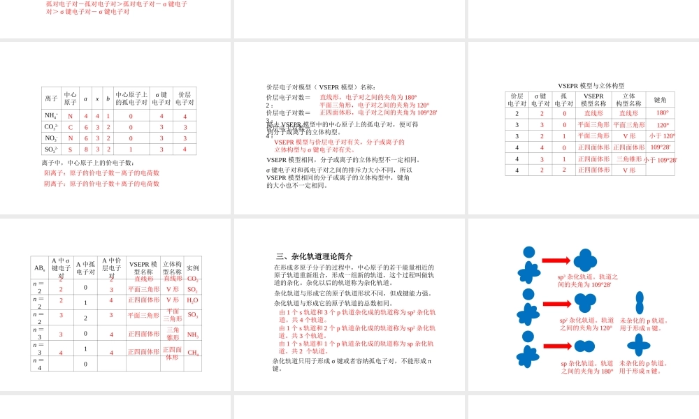 人教版高中化学选修三 2.2 分子的立体结构（课件1）.ppt