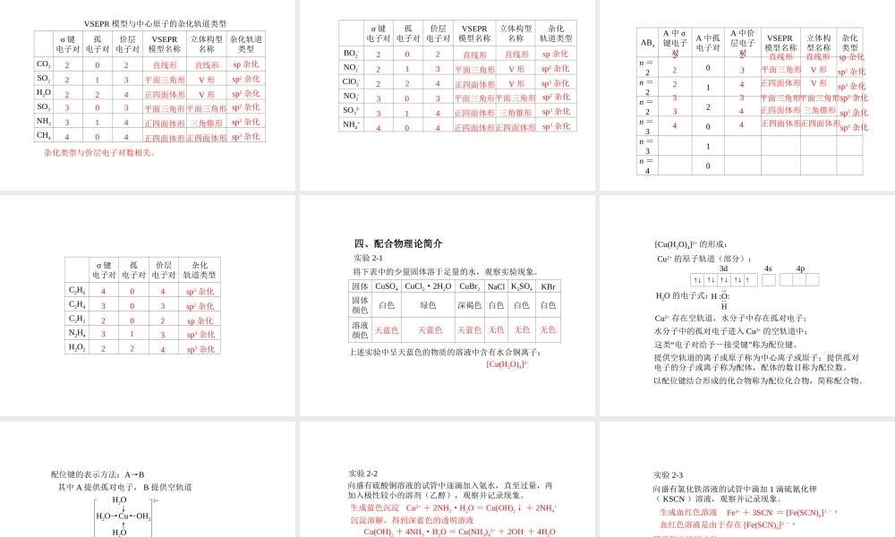 人教版高中化学选修三 2.2 分子的立体结构（课件1）.ppt