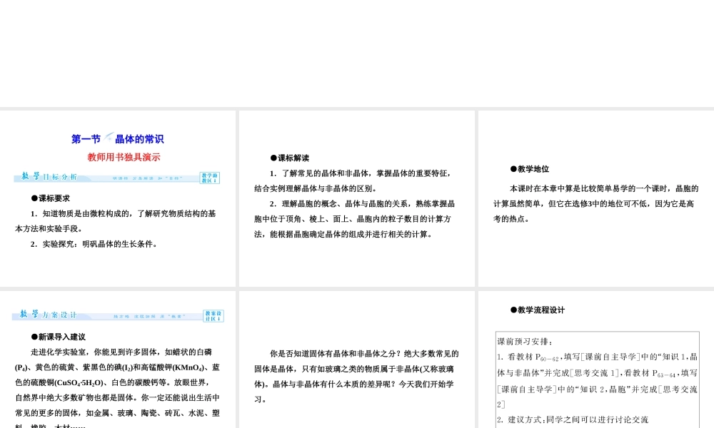 人教版高中化学选修三 3.1 晶体的常识（课件2）.ppt