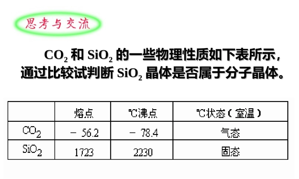 人教版高中化学选修三 3.2.分子晶体与原子晶体第2课时（课件1）.ppt