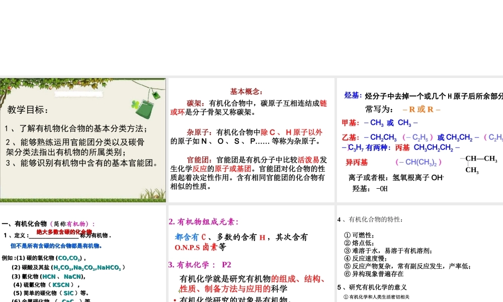 人教版化学选修5课件：1-1《有机化合物的分类》（50张ppt） .ppt