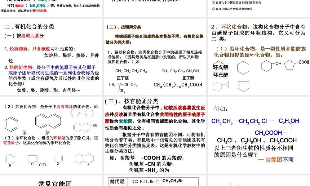 人教版化学选修5课件：1-1《有机化合物的分类》（50张ppt） .ppt