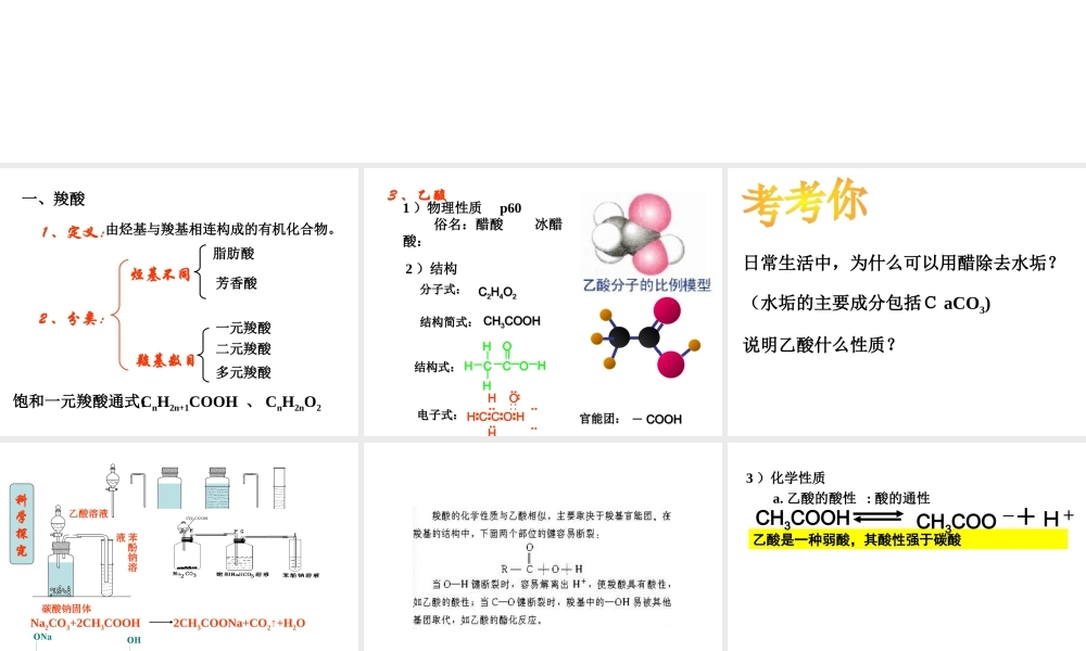 人教版化学选修5课件：3-3《羧酸 酯》（29张ppt） .ppt