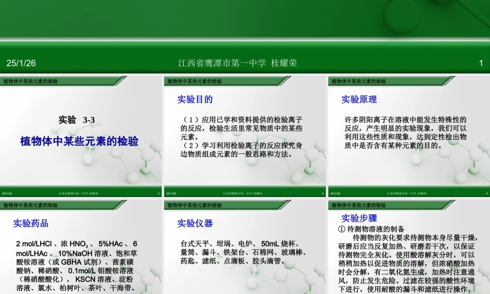 人教版化学选修六《3.1物质的检验（第4课时）》ppt课件.ppt