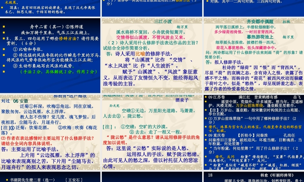 诗歌鉴赏表达技巧 之 修辞手法.ppt