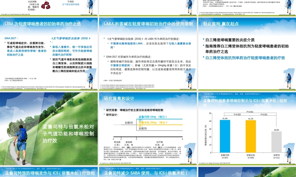 成人3.轻度一线-----------轻启旅程 赢在起点：顺尔宁 (孟鲁司特钠)——轻度哮喘患者的初始单药治疗之选.pptx