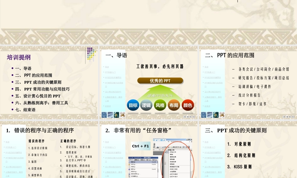 PPT制作技巧培训大全(附精美衬底元素).ppt