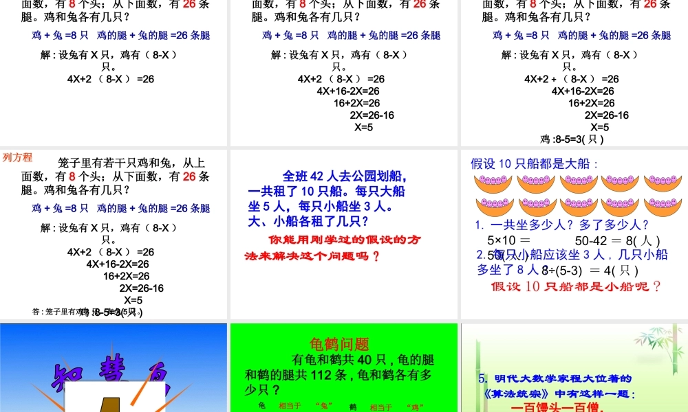 《鸡兔同笼》ppt课件 (1)—更多免费更新课程：ruisi666000.ppt