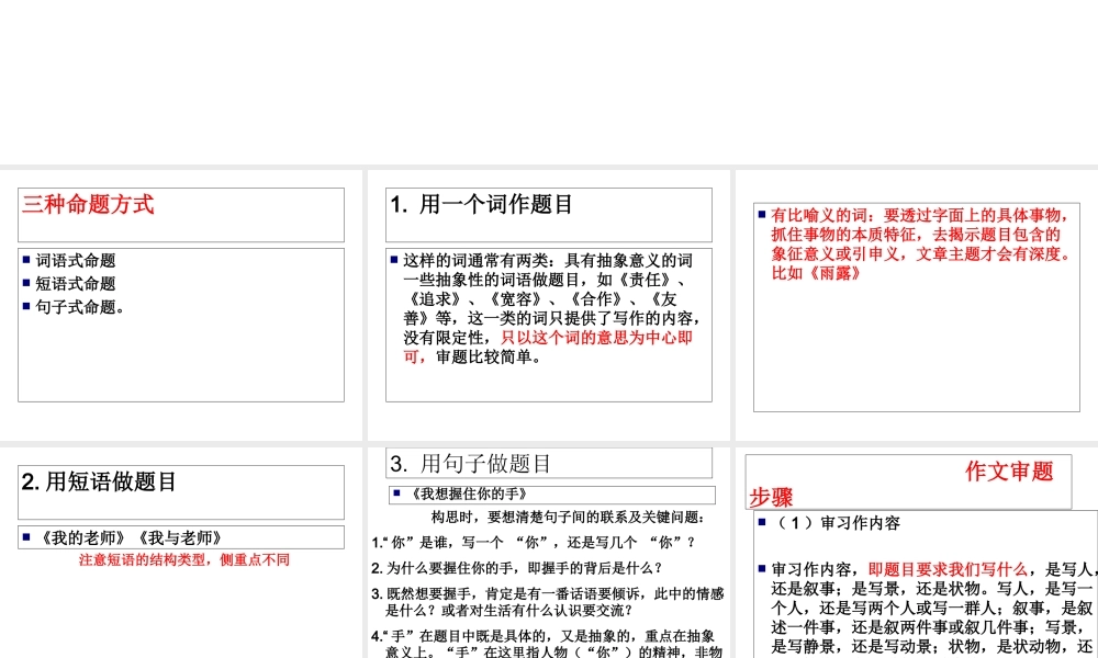 中考命题作文审题训练指导PPT课件.ppt