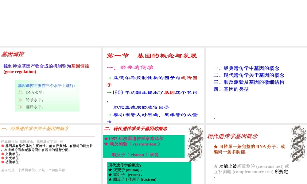 14.第十四章缩略 基因表达的调控刘庆昌简要.ppt