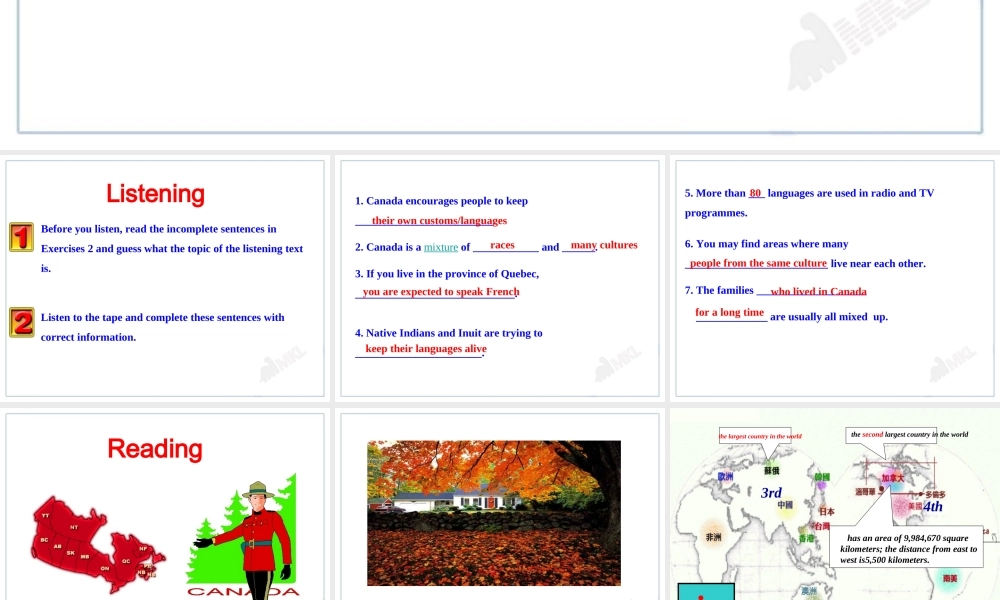Unit 5 Canada— “The True North” Using Language.ppt