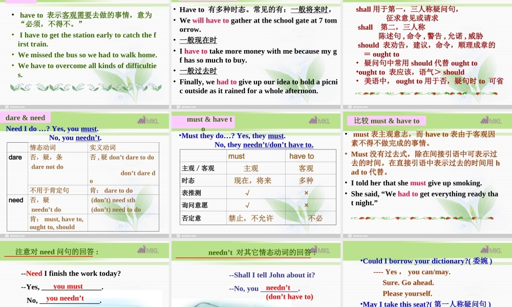 必修三 2.7《Unit 2 Learning about language & Grammar》课件（新课标人教版－必修3）.ppt
