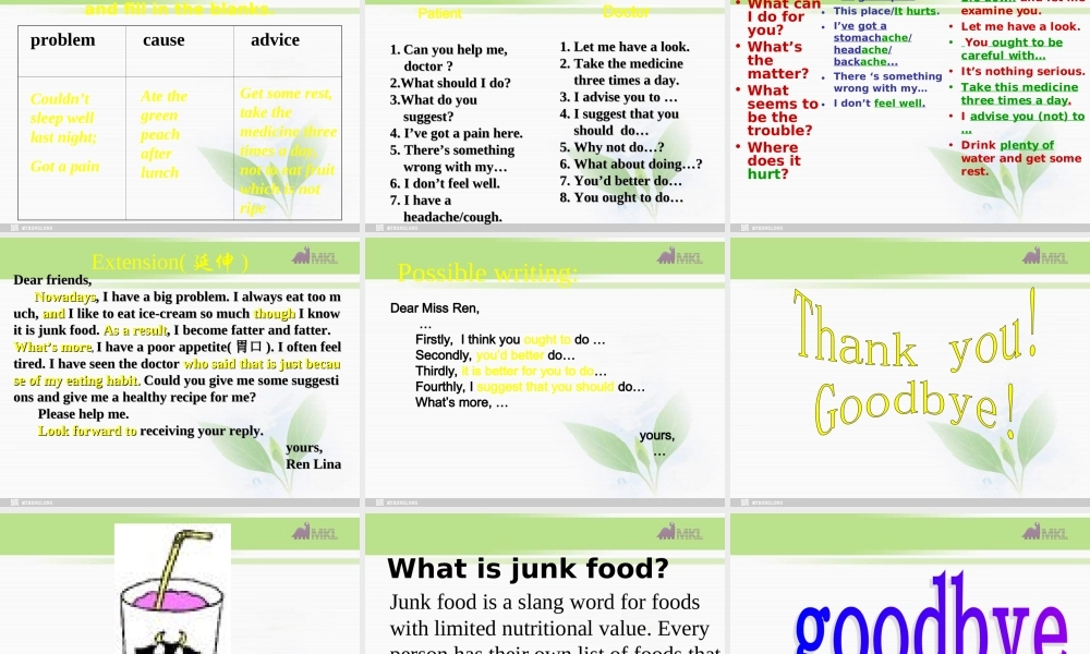 必修三 2.2《Unit 2 Healthy eating》课件（新课标人教版－必修3）.ppt