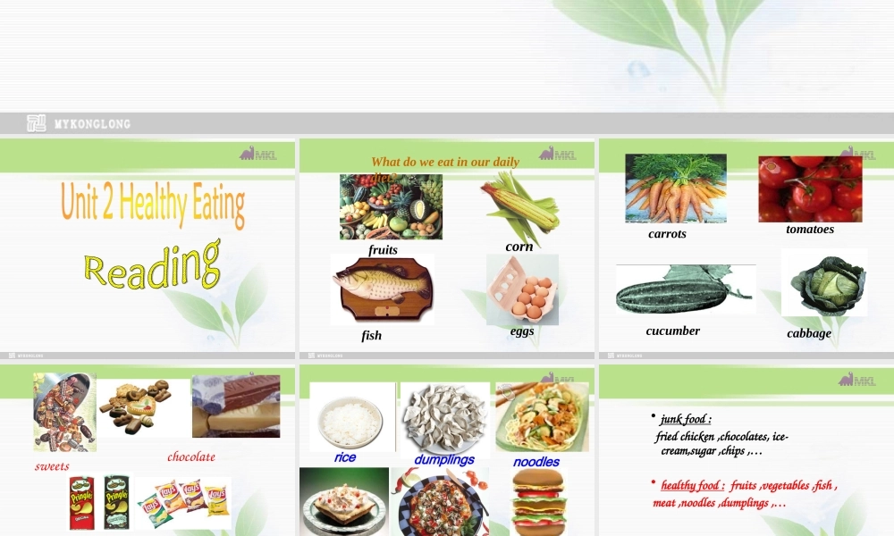 必修三 2.3《Unit 2 Healthy eating》课件（新课标人教版－必修3）.ppt