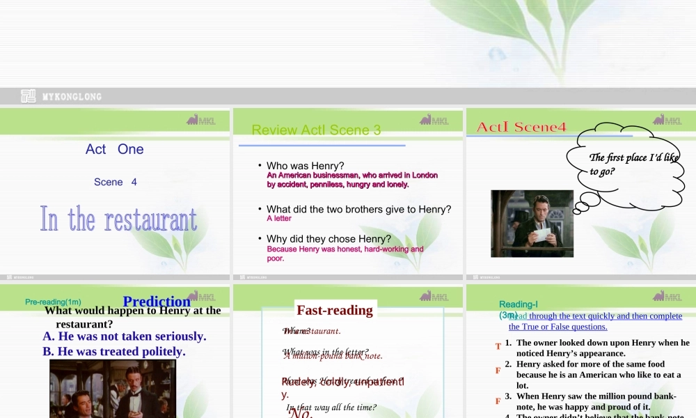 必修三 3.5《Unit 3 reading and acting》（共25页）.ppt