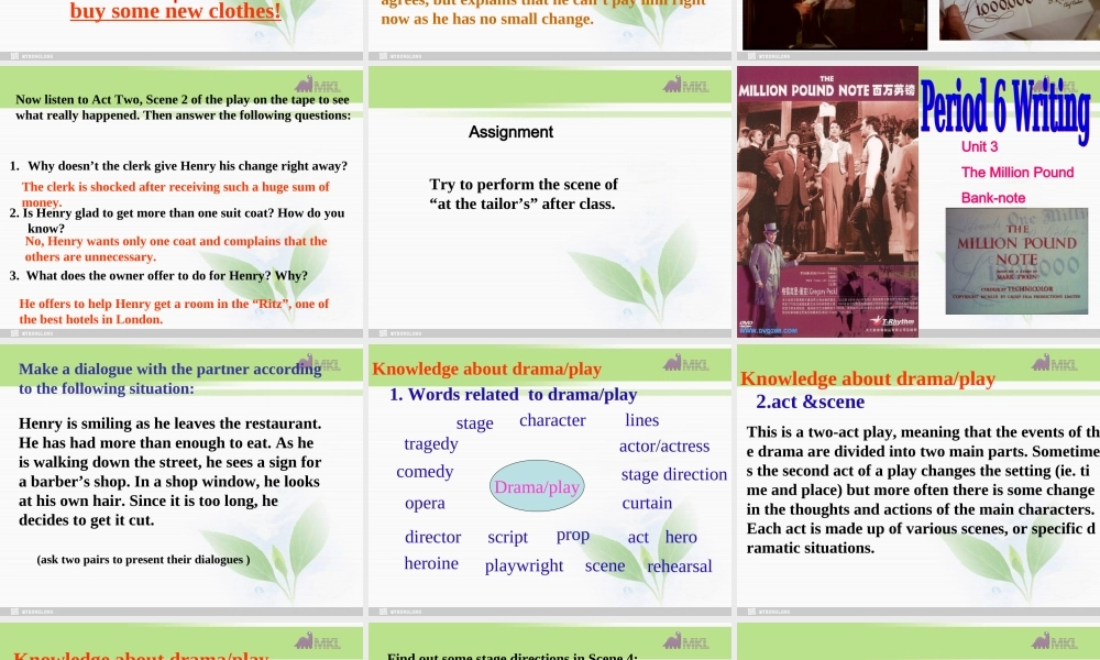 必修三 3.6《Unit 3 The Million Pound Bank-Note》（共19页）.ppt