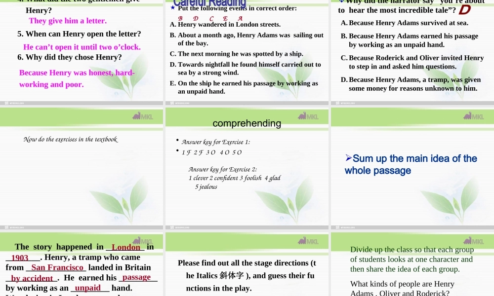 必修三 3.8《Unit 3 The Million Pound Bank-Note》（共64页）.ppt