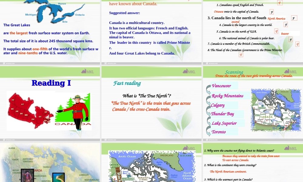 必修三 5.4《Unit 5 Canada》课件（新课标人教版－必修3）.ppt