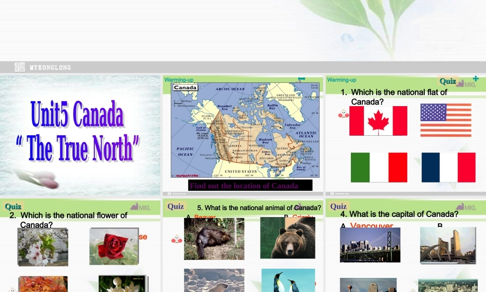 必修三 5.5《Unit 5 Canada　The True North》课件（新课标人教版－必修3）.ppt