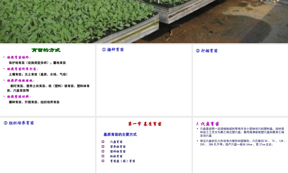 第四章 工厂化育苗方式和方法.ppt