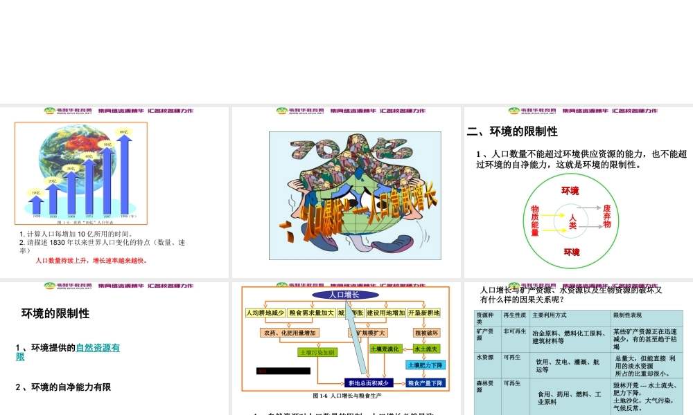 高中地理 1.2人口合理容量课件 湘教版必修2.ppt