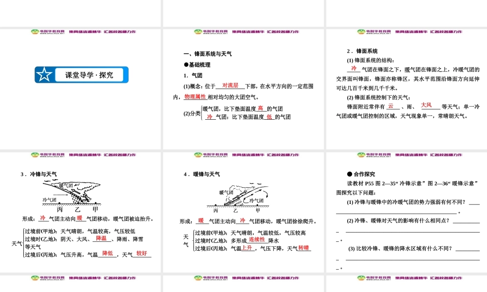 高中地理 第2单元 第3节 第4课时 常见的天气系统课件 湘教版必修1.ppt