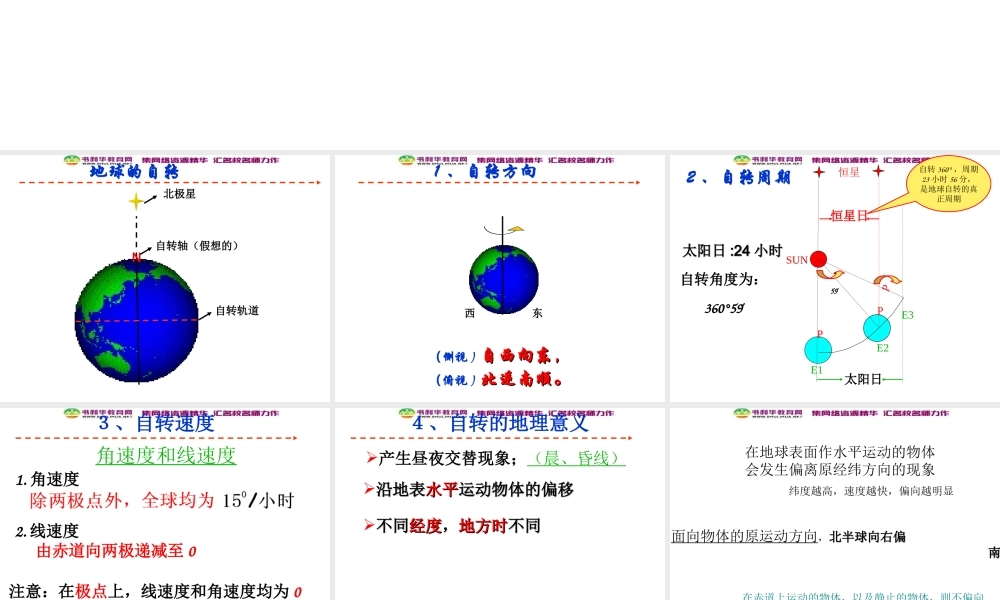 高中地理《1.3自转及其地理意义》课件 湘教版必修1.ppt