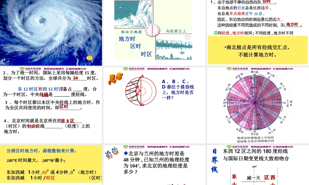 高中地理《1.3自转及其地理意义》课件 湘教版必修1.ppt