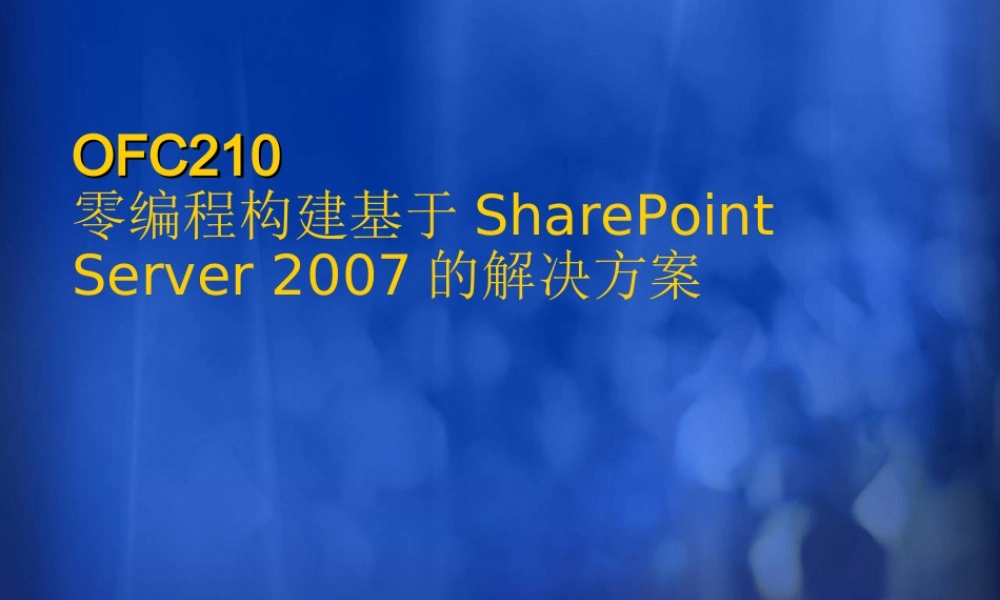 零编程构建基于SharePoint Server 2007的解决方案(1).ppt