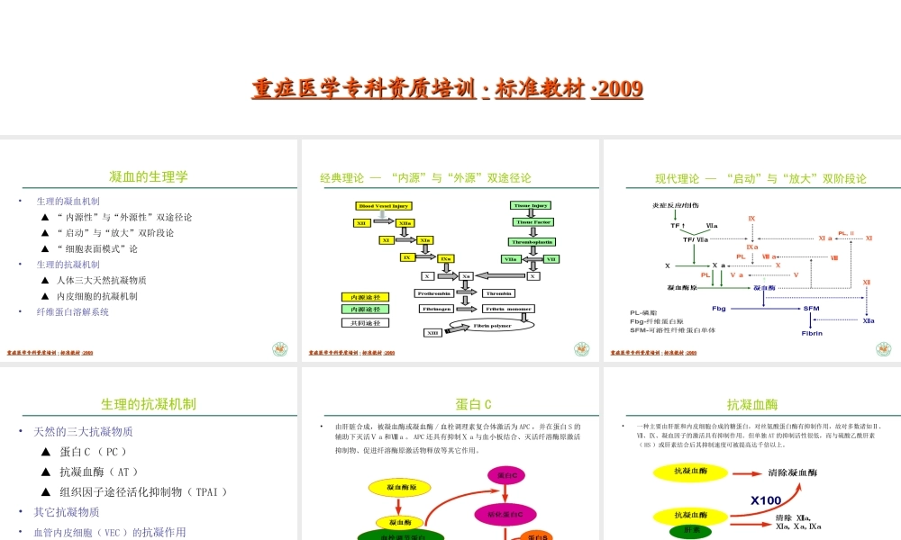 重症医学资质培训-获得性凝血病.ppt