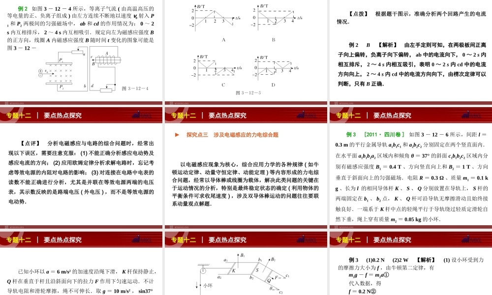 2012届高考物理二轮复习精品课件专题12　电磁感应.ppt