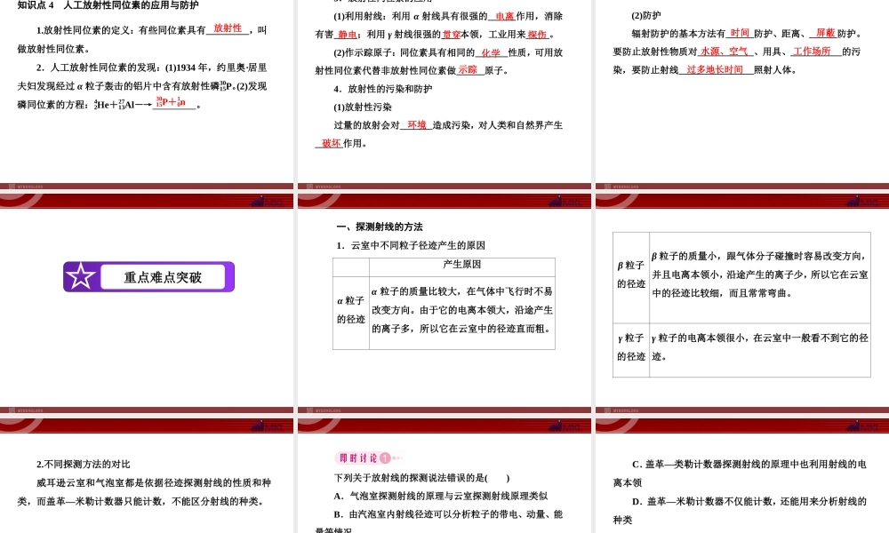 19-3、4探测射线的方法 和放射性的应用与防护.ppt