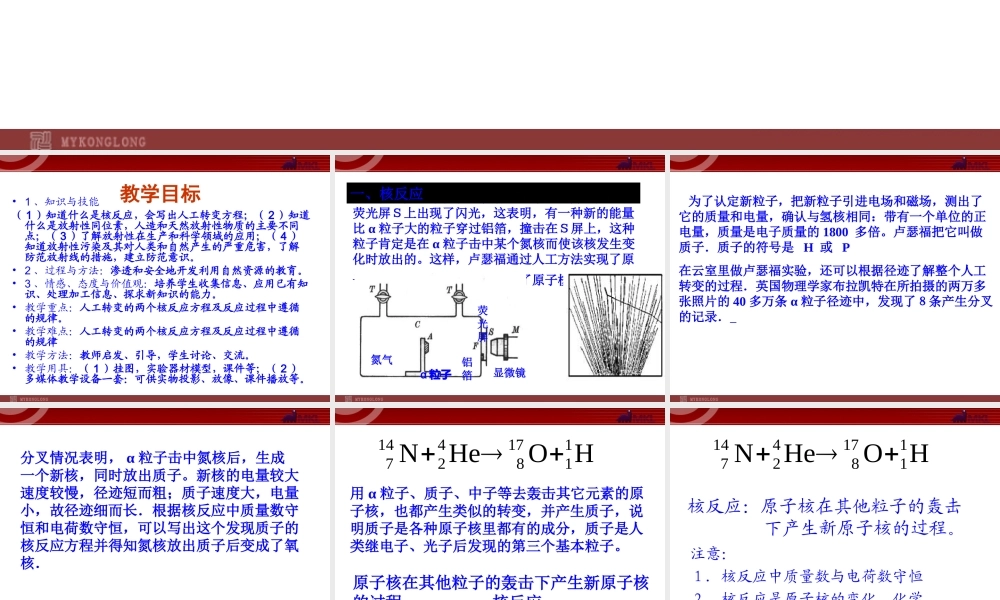高中物理新课标版人教版选修3-5精品课件：19.4《放射性的应用与防护》.ppt