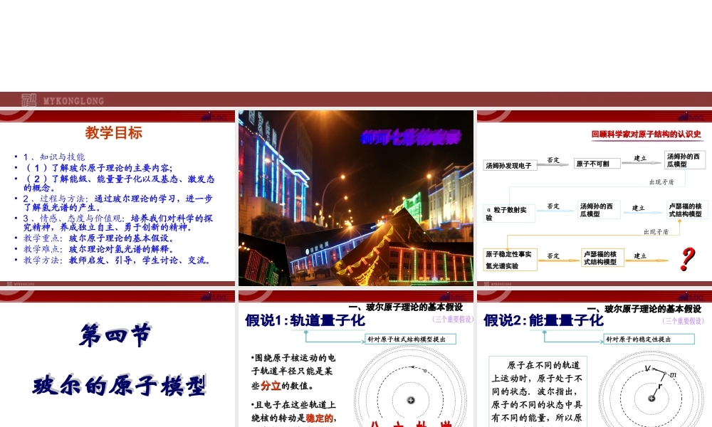 高中物理新课标版人教版选修3-5精品课件：18.4《玻尔的原子模型》.ppt