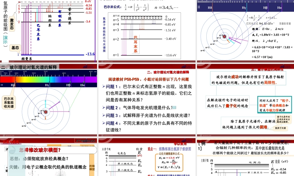 高中物理新课标版人教版选修3-5精品课件：18.4《玻尔的原子模型》.ppt