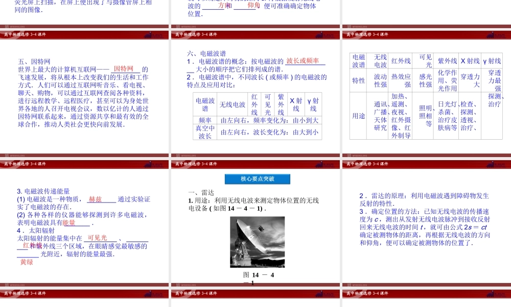高中物理 第14章 第5节电磁波谱课件 新人教版选修3-4.ppt
