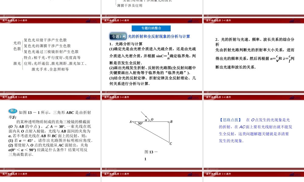 高中物理 第13章 本章优化总结课件 新人教版选修3-4.ppt
