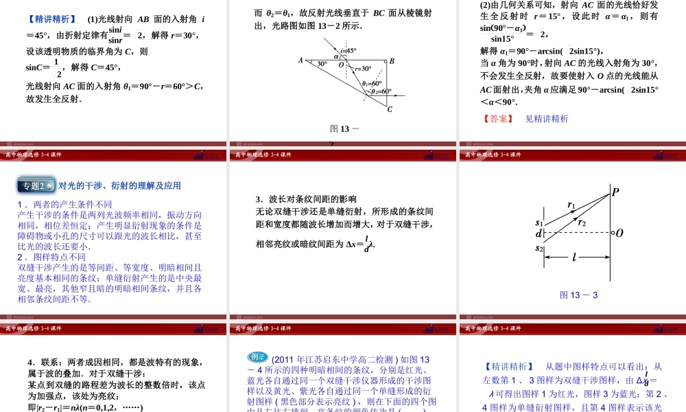 高中物理 第13章 本章优化总结课件 新人教版选修3-4.ppt