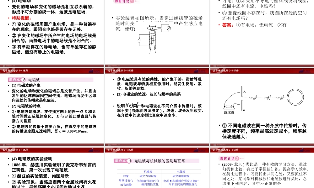 高中物理 第14章 第1节电磁波的发现课件 新人教版选修3-4.ppt
